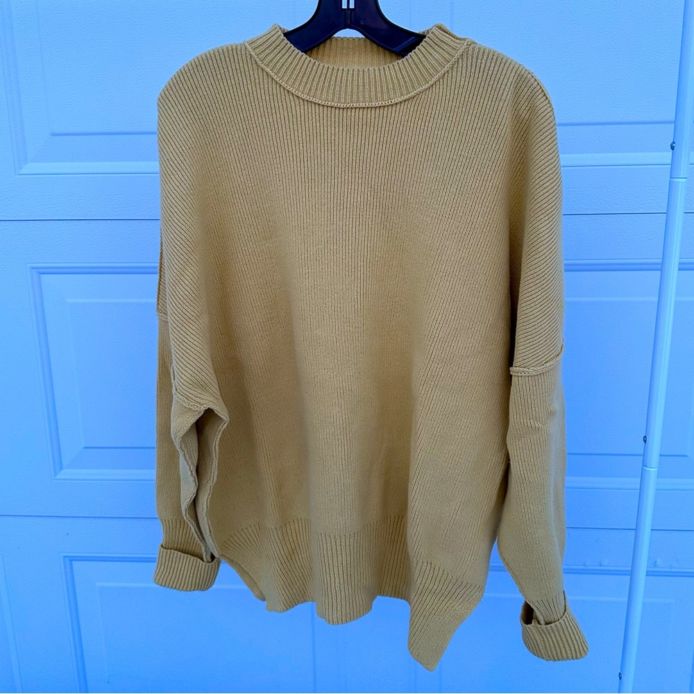By Together solid oversized drop shoulder crewneck sweater